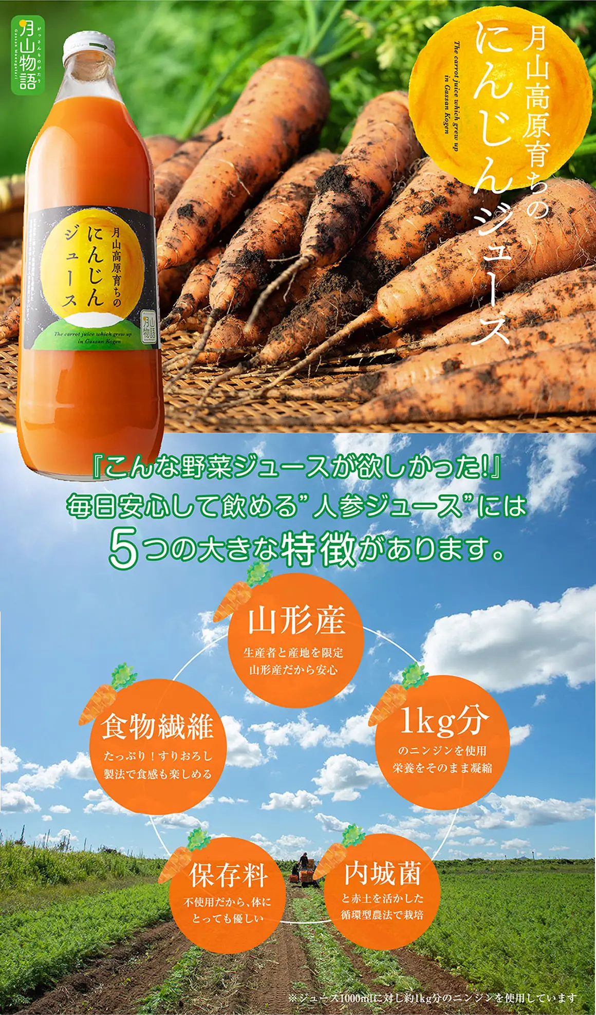 山高原育ちのにんじんジュース