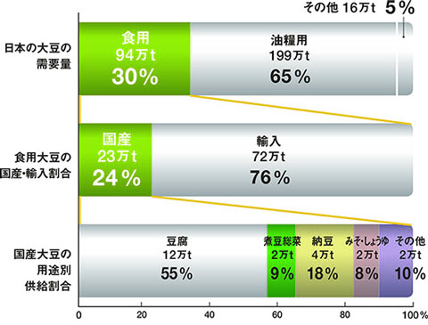 国産大豆生産量　枝豆　だだちゃ豆